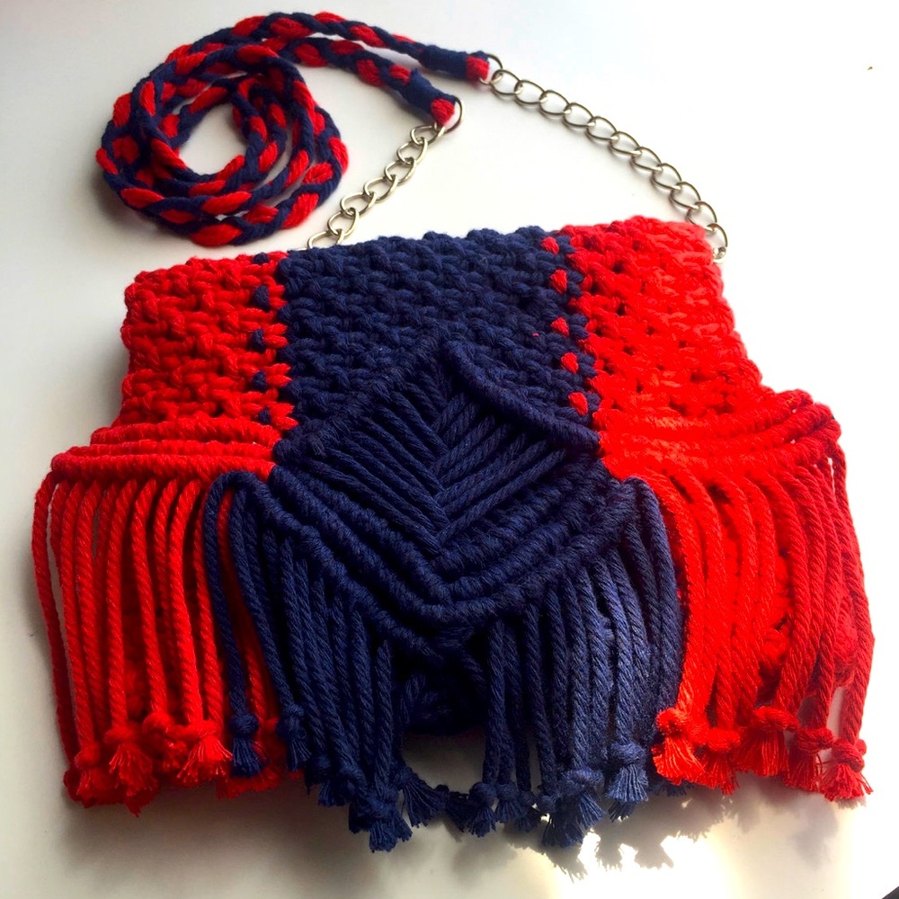 macrame bag blue/red